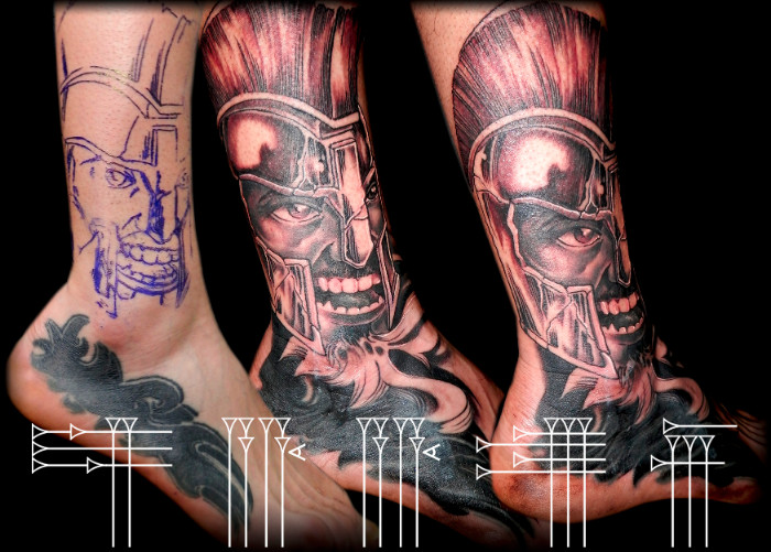Tattoo spartan on foot