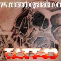 Skull man chest tattoo